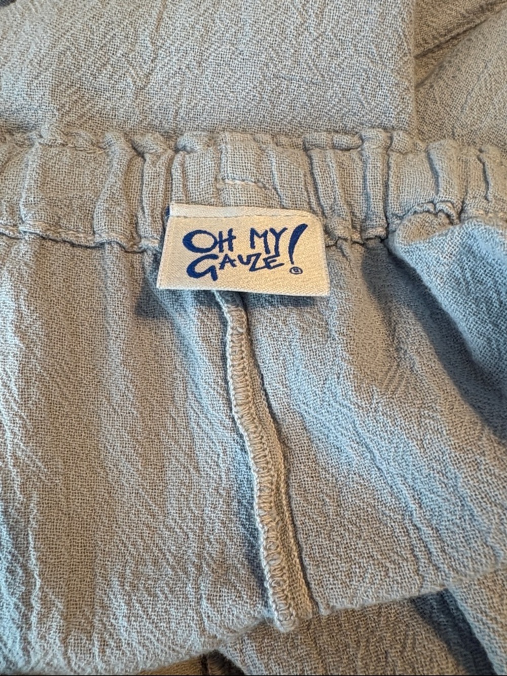 Oh My Gauze! Essie , Dusty blue Textured Gauze Pants - Picture 4 of 6